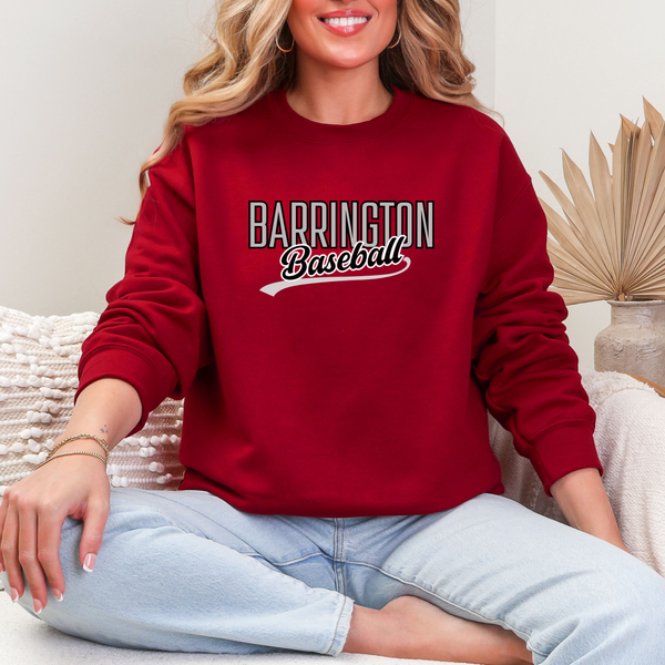 Barrington Baseball Script Red Sweatshirt or Tee