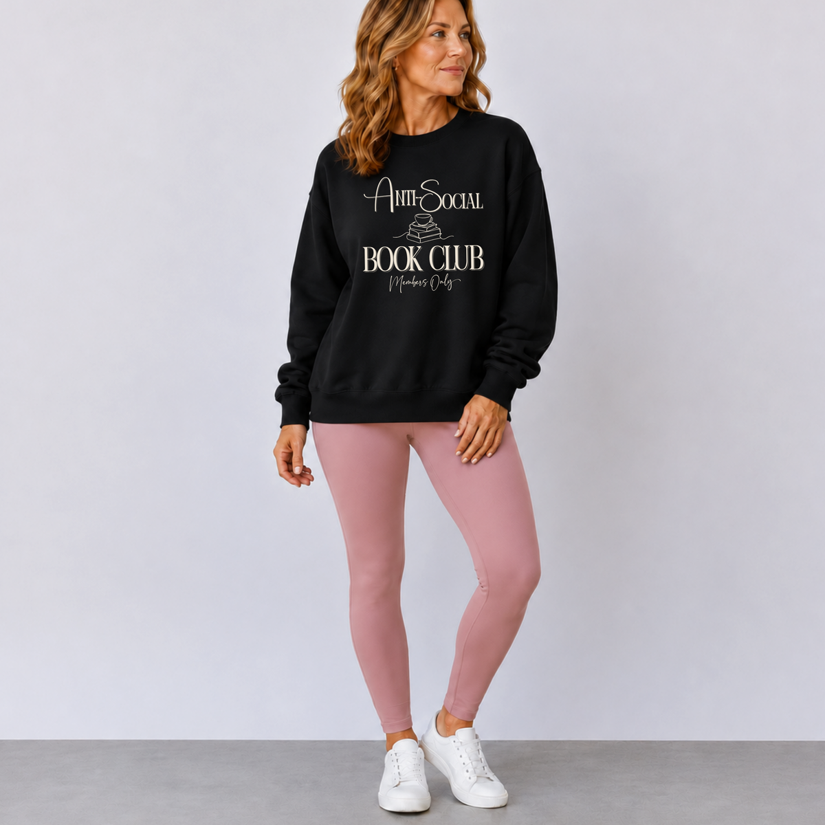 'Anti-Social Book Club' Black Crewneck