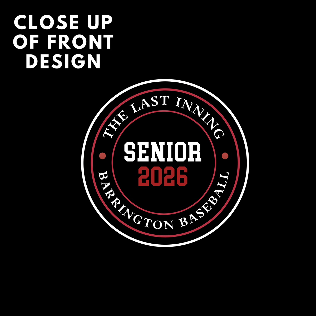 Close-up of a design with 'Senior 2026' text on a black background