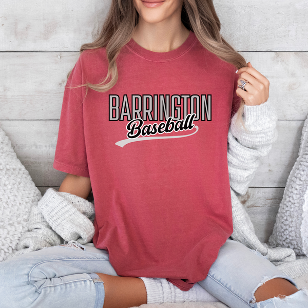 Barrington Baseball Script Red Sweatshirt or Tee