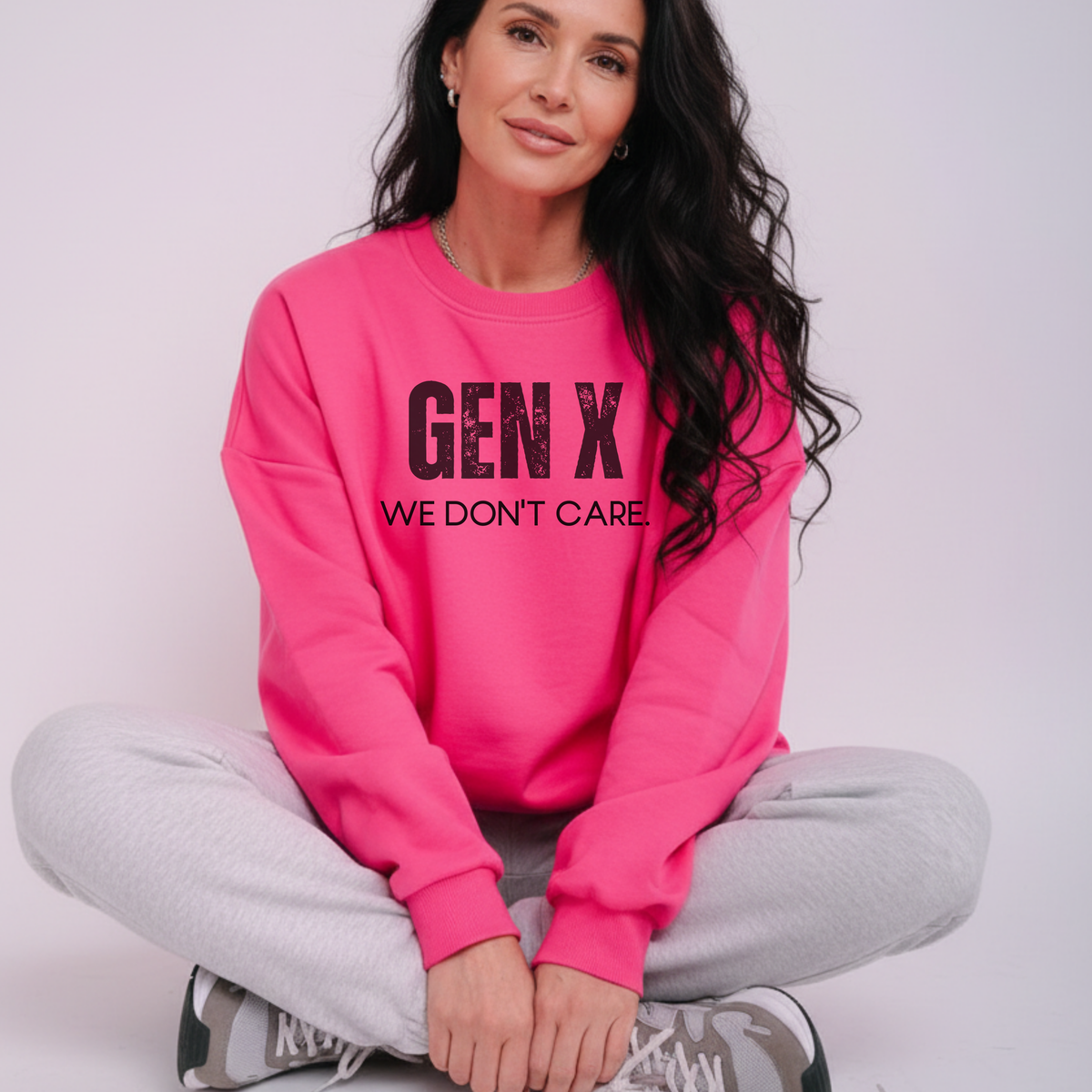 'Gen X: We Don't Care' Gray Crewneck