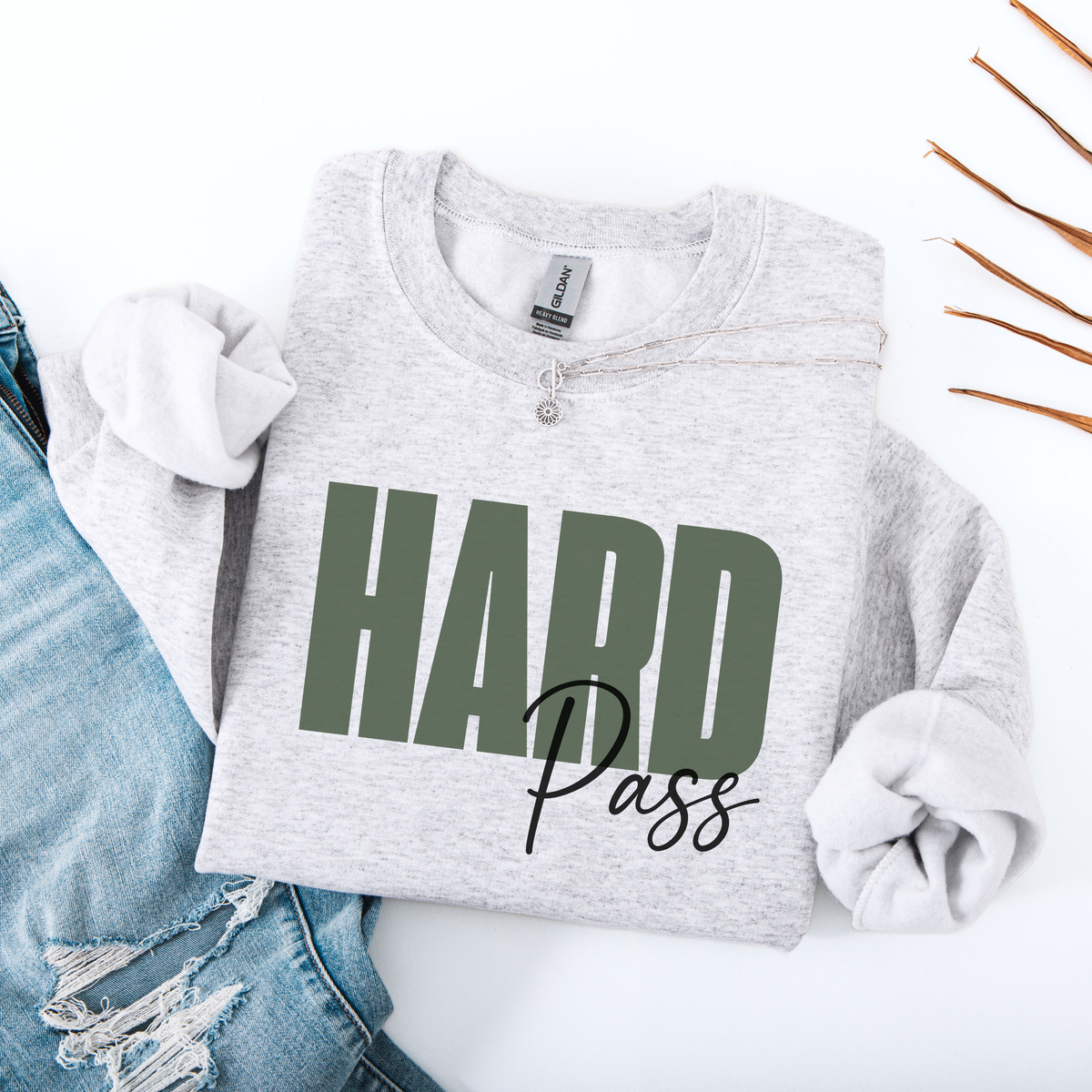 'Hard Pass' Ash Gray Crewneck