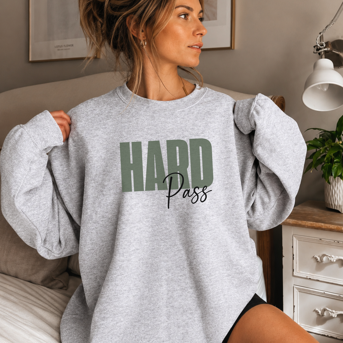 'Hard Pass' Ash Gray Crewneck