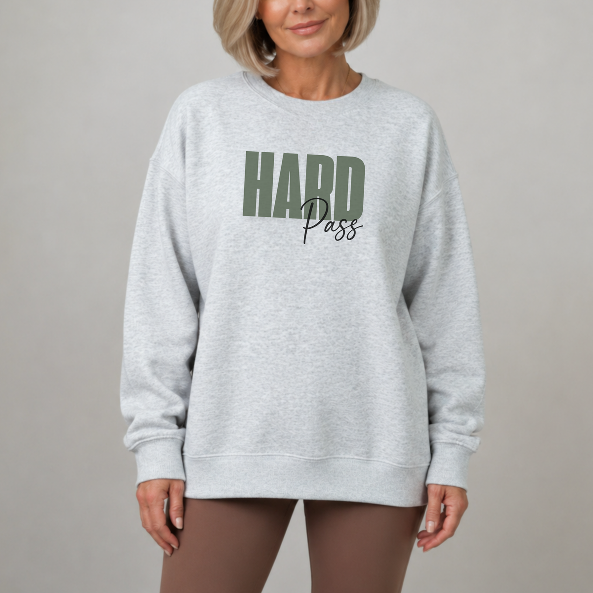 'Hard Pass' Ash Gray Crewneck