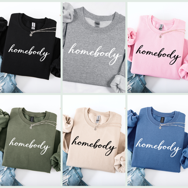 A photo array of the colors the Homebody sweatshirt is offered in.