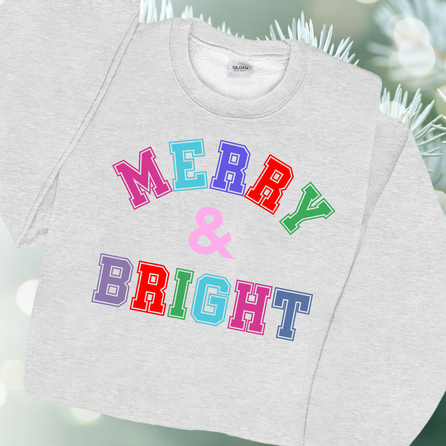 Light Pink Merry & Bright Varsity Sweatshirt