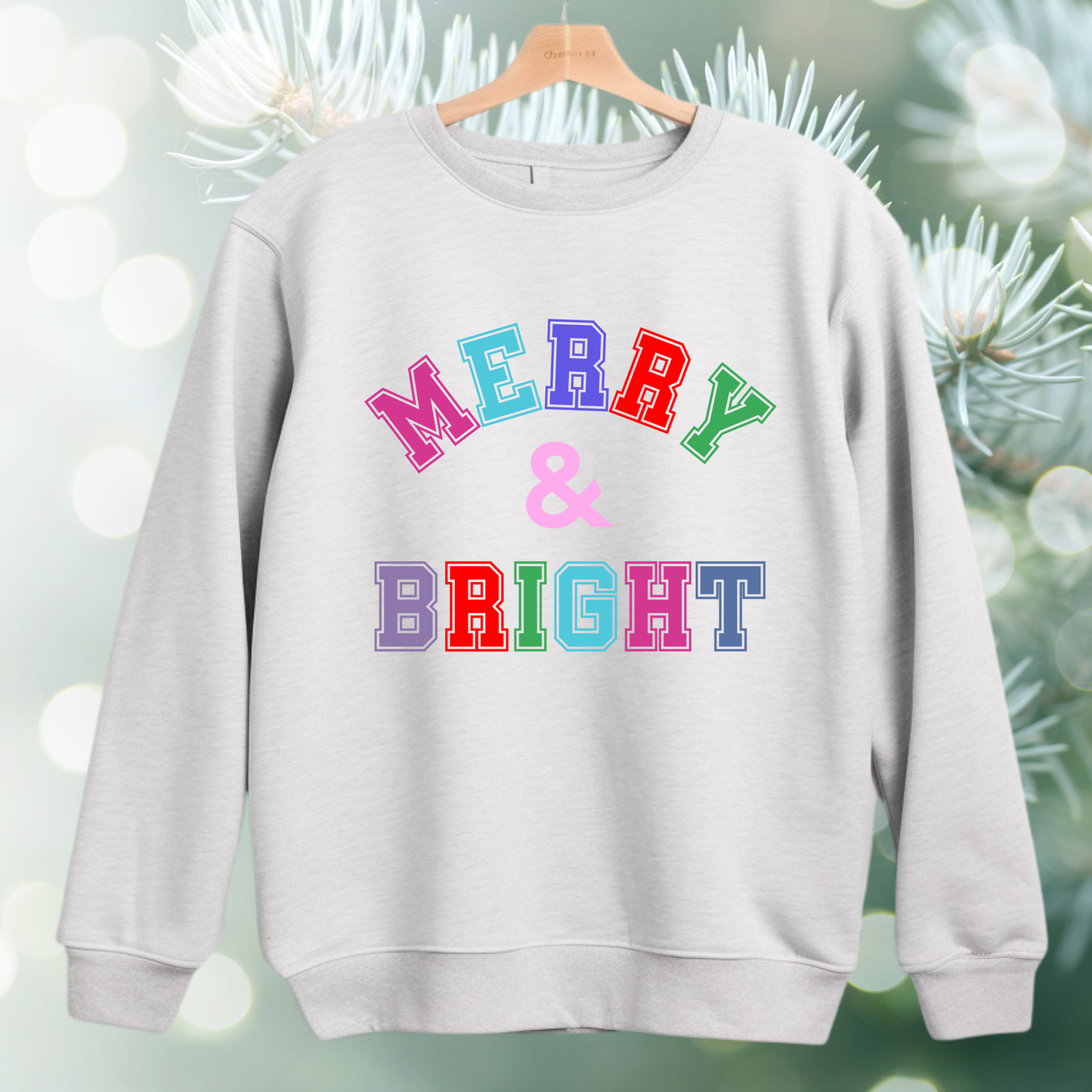 Ash Gray Merry & Bright Varsity Sweatshirt