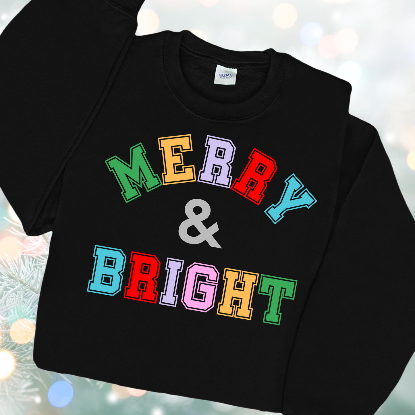 Light Pink Merry & Bright Varsity Sweatshirt