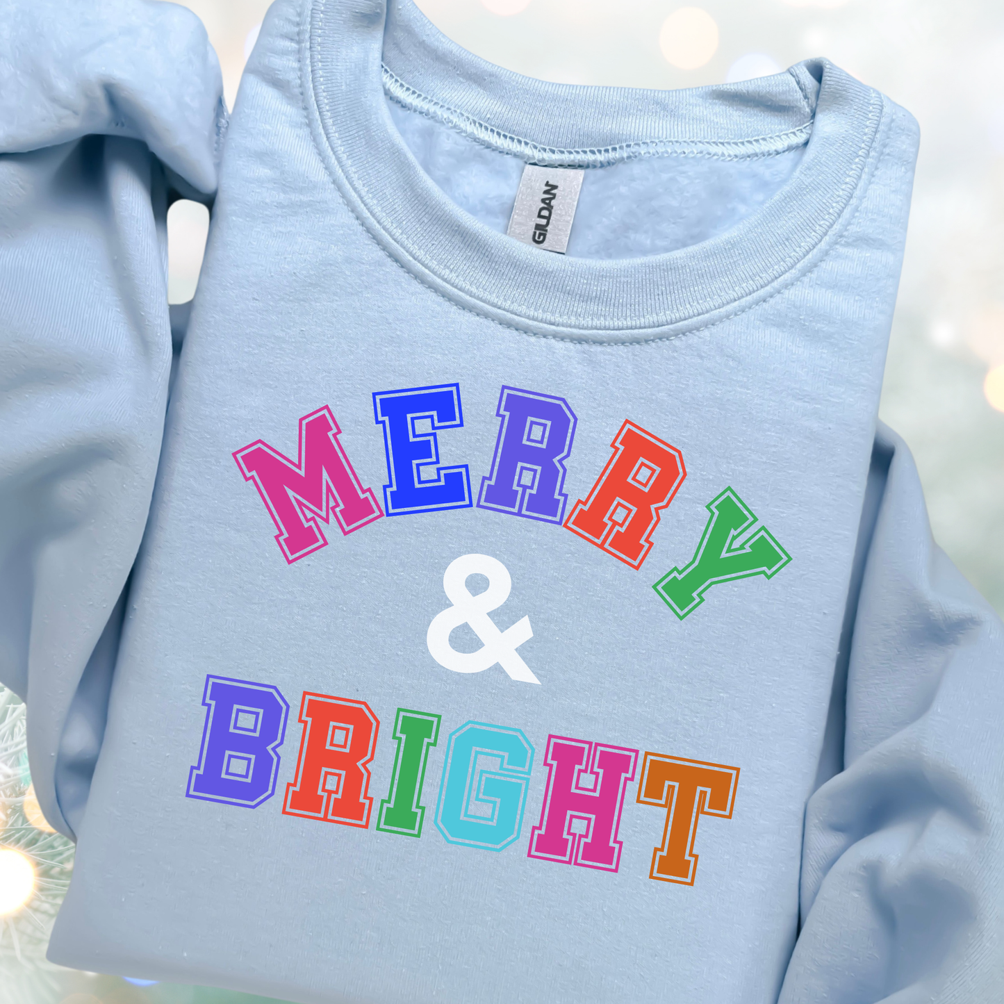 Light Pink Merry & Bright Varsity Sweatshirt