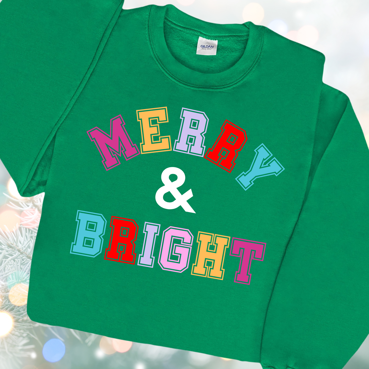 Light Pink Merry & Bright Varsity Sweatshirt