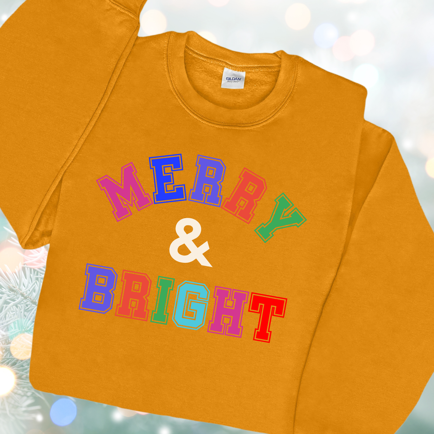 Light Pink Merry & Bright Varsity Sweatshirt