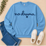 A blue sweatshirt with the words 