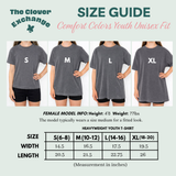 A size chart with models for the Comfort Colors 9018
