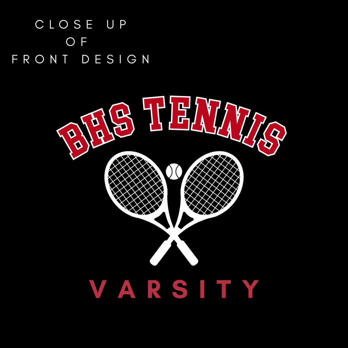A graphic with "BHS TENNIS VARSITY" 
