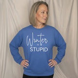 A woman in an indigo Blue 